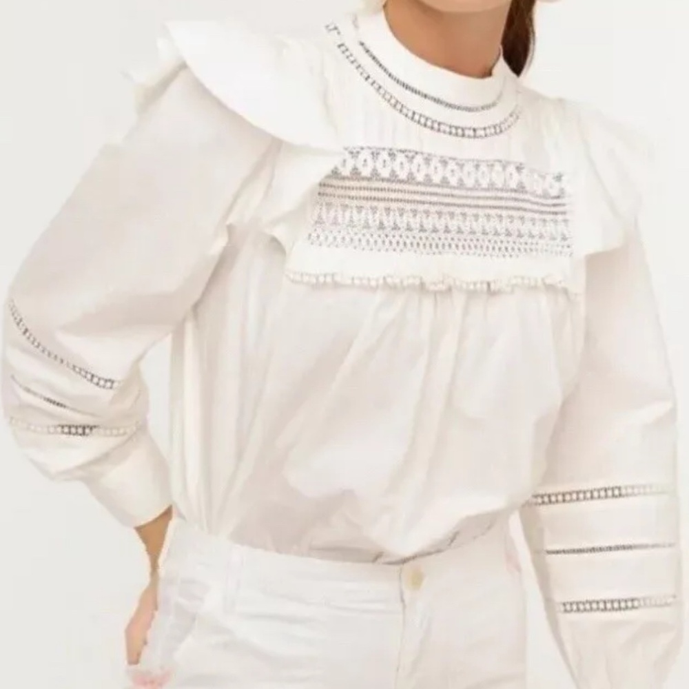 J.Crew Cotton Embroidery Boho Top Large